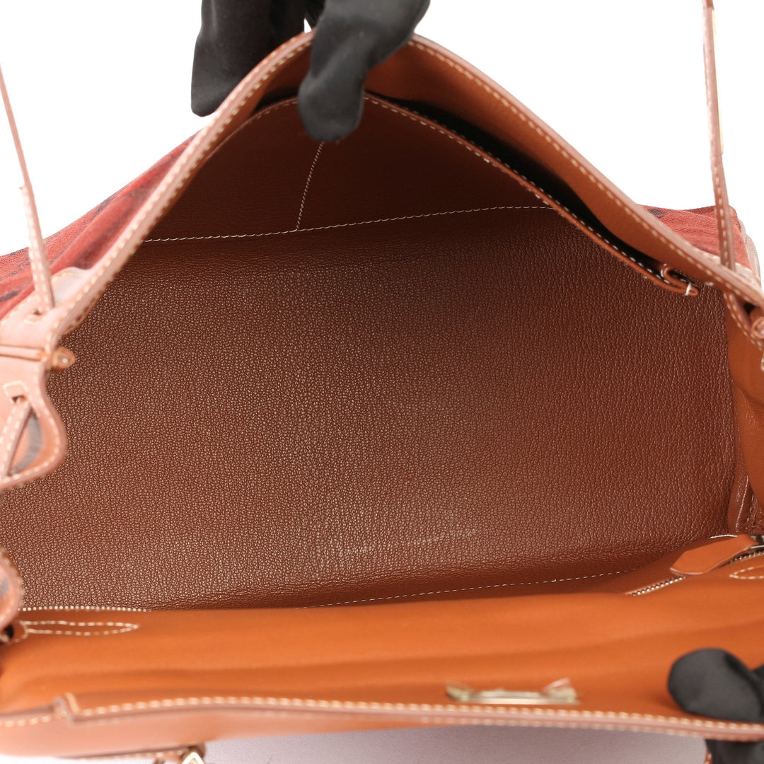 Top quality Hermes Rouge H Toile & Barenia Horse Print Amazone Kelly 32cm Sellier Shoulder Bag