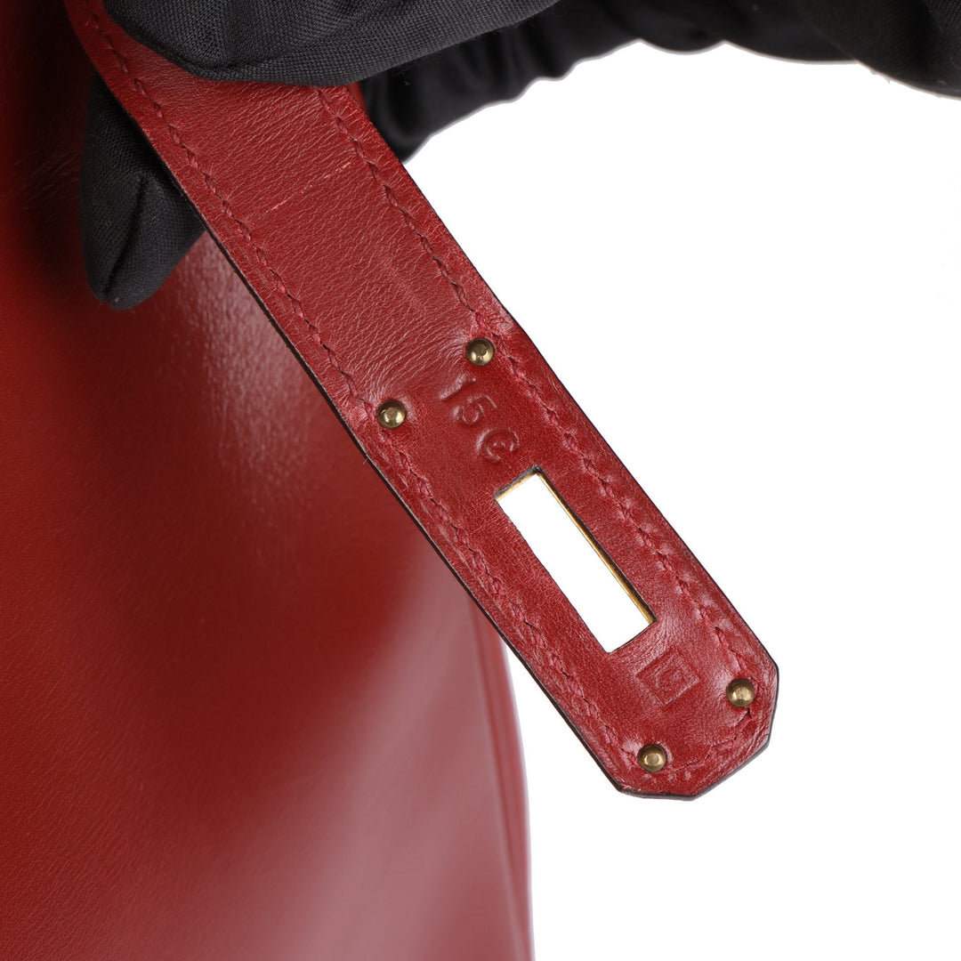 Top quality Hermes Rouge Vif Box Calf Leather Vintage Birkin 35cm Retourne Tote