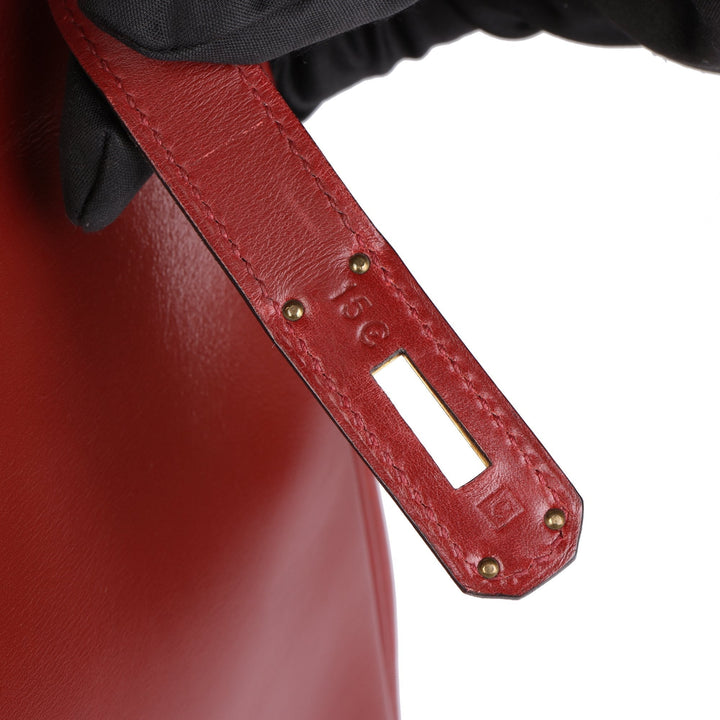 Top quality Hermes Rouge Vif Box Calf Leather Vintage Birkin 35cm Retourne Tote
