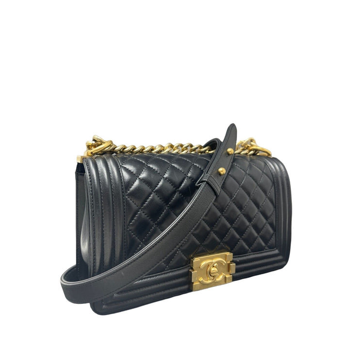 Top Quality Chanel Top Quality Chanel Boy New Bag Quilted Lambskin Old Medium - Black