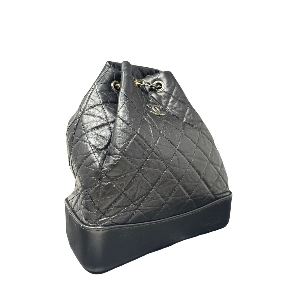 Top Quality Chanel Top Quality Chanel Aged Calfskin Quilted Small Gabrielle Backpack Black - Black