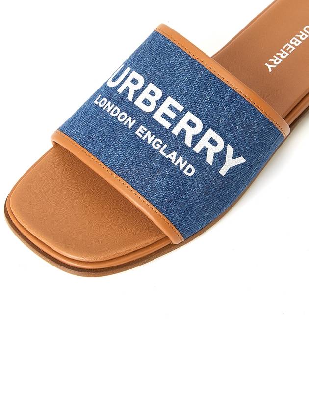 Burberry Logo Print Denim Slipper Sandals Blue