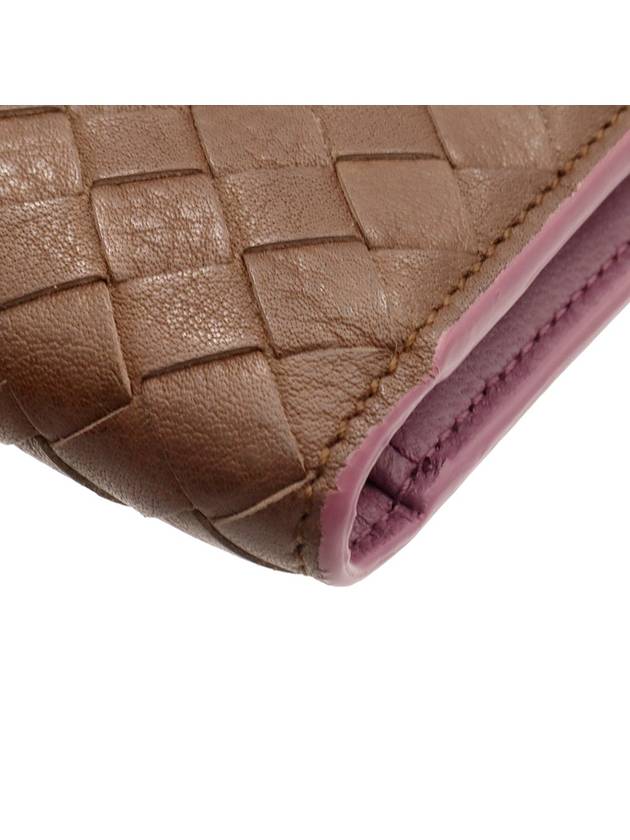 Bottega veneta Brown Purple Intrecciato Weaving VN Folder Bicycle Wallet