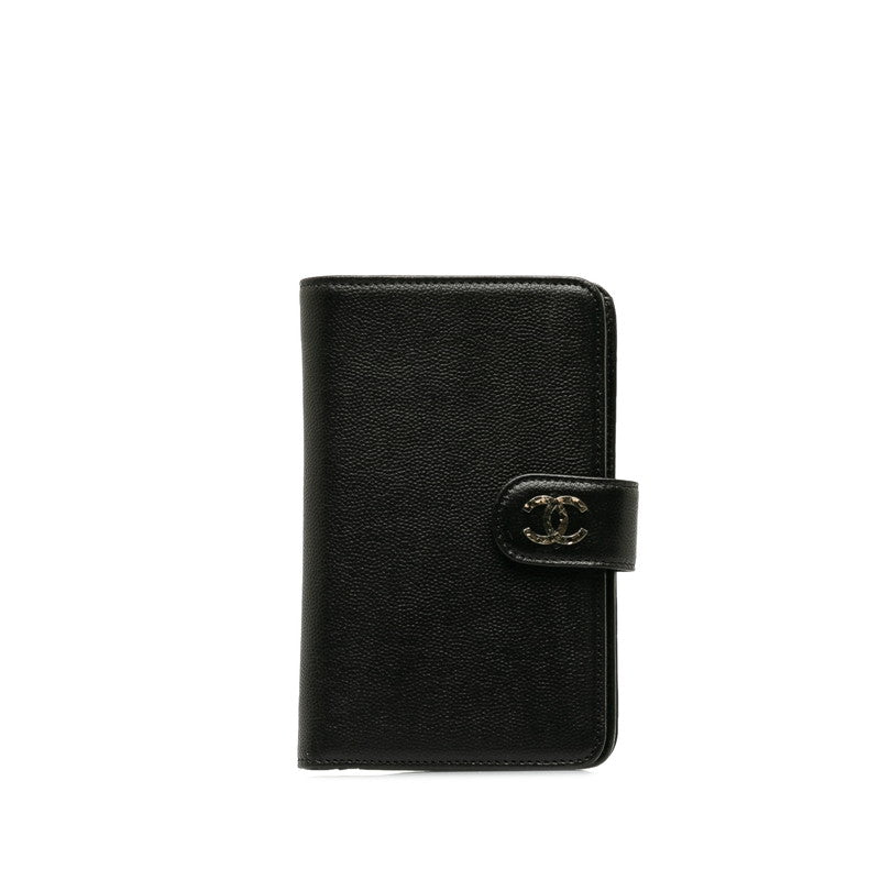 Top Quality Chanel Double Folded Wallet Caviar Skin Black Lady Frog