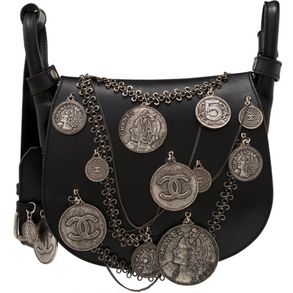 Chanel Black Coin Medallion Saddle