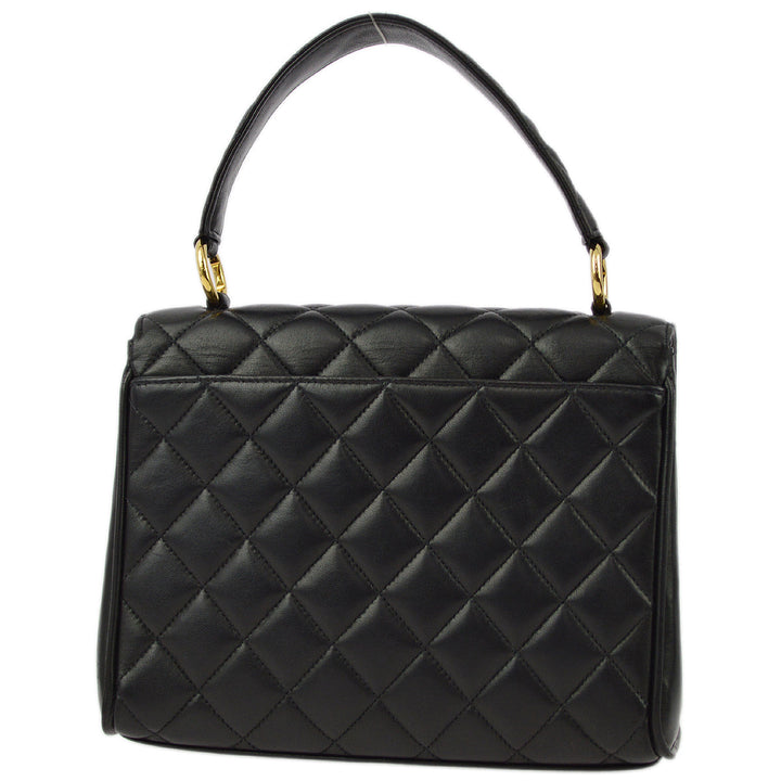Top Quality Chanel Black Lambskin Straight Flap Handbag