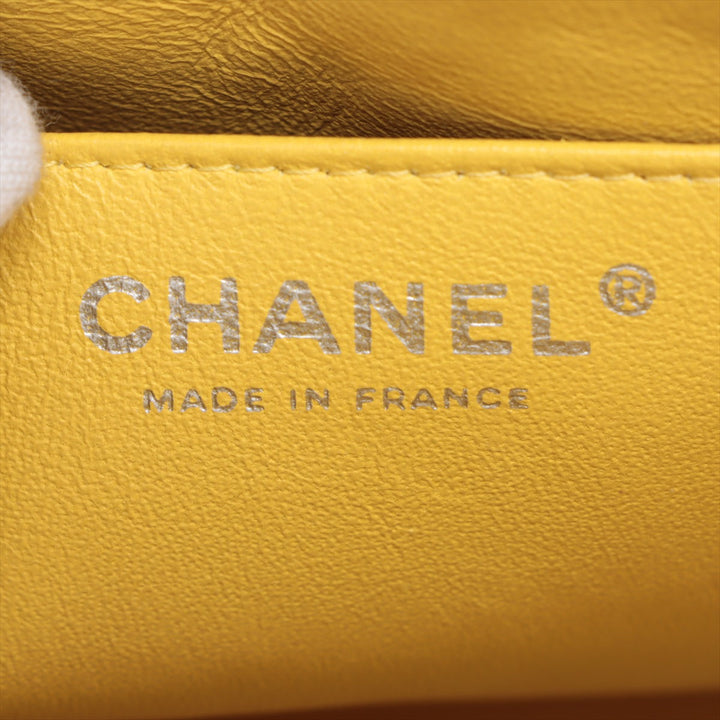 Top Quality Chanel DECAMATRASSE 34 MAXI Caviar S Single Flap Double Chain Bag Yellow Silver  13th A58601