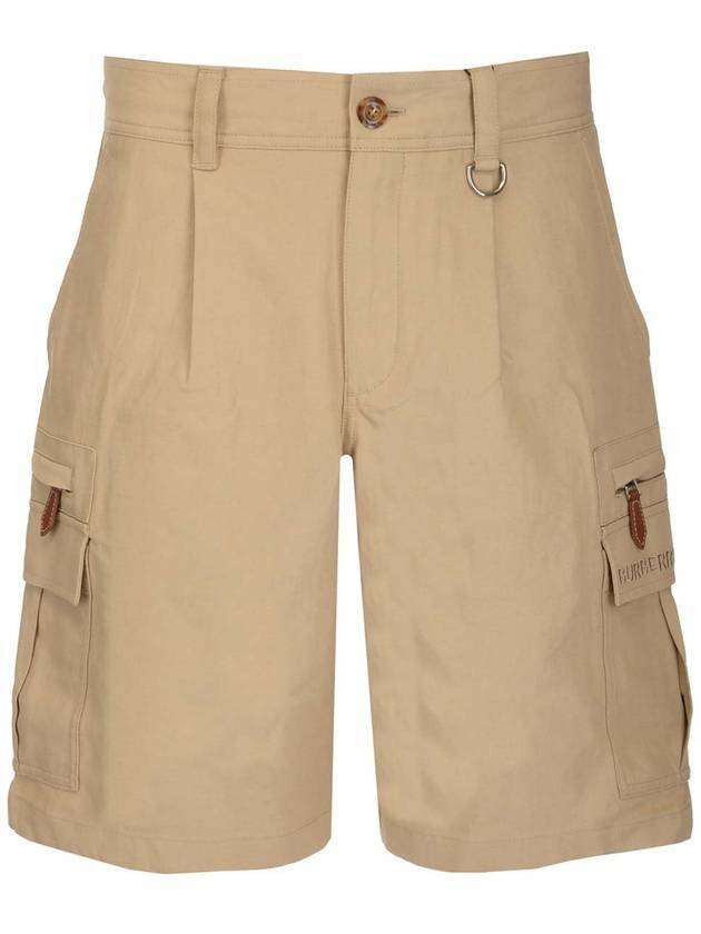Burberry Logo Pocket Embroidery Bermuda Shorts Beige