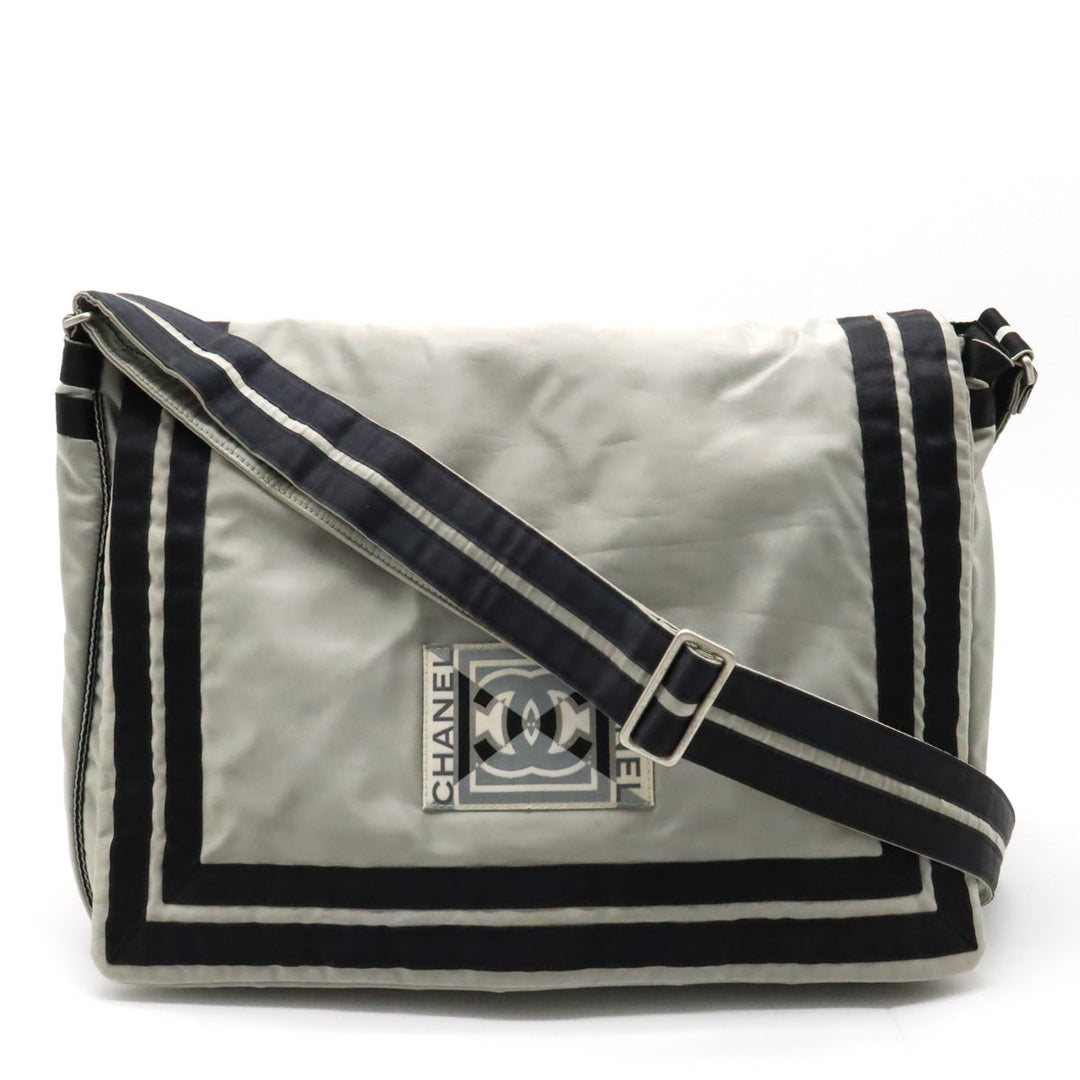Top Quality Chanel Top Quality Chanel SPORTS LINE COCOMARK SHOLDER BAG Messenger Bag Saten Nylon Silver Black A31751
