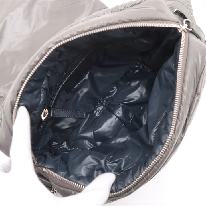 Top Quality Chanel Coconut Nylon X Leather Shoulder Bag Gr Silver Gold  13th