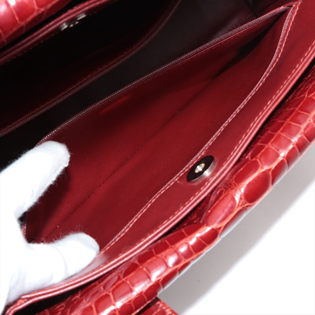Top Quality Chanel Coco Crocodile Tote Bag Red Silver G  9th