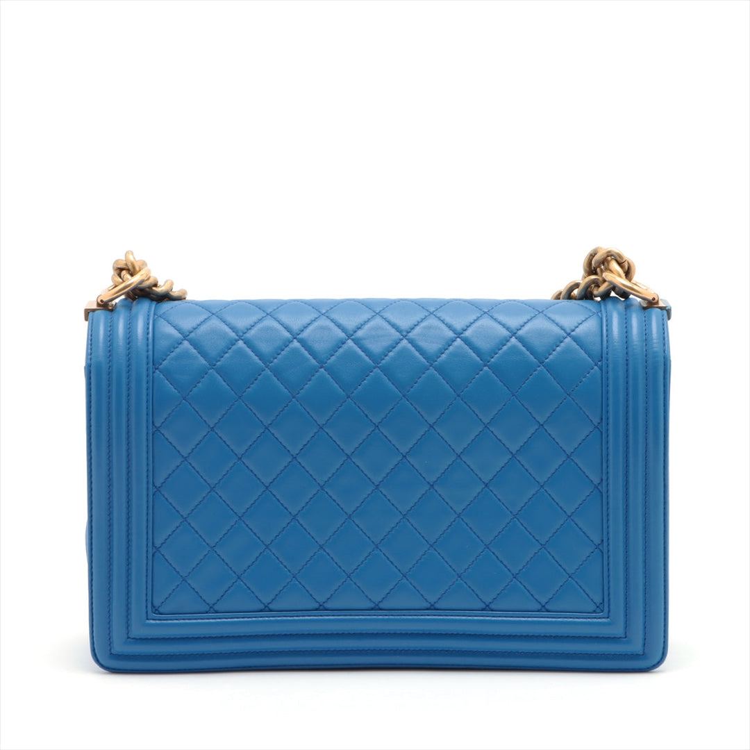 Top Quality Chanel Boy Chain Shoulder Bag in Lambskin Blue