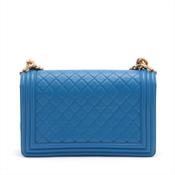 Top Quality Chanel Boy Chain Shoulder Bag in Lambskin Blue