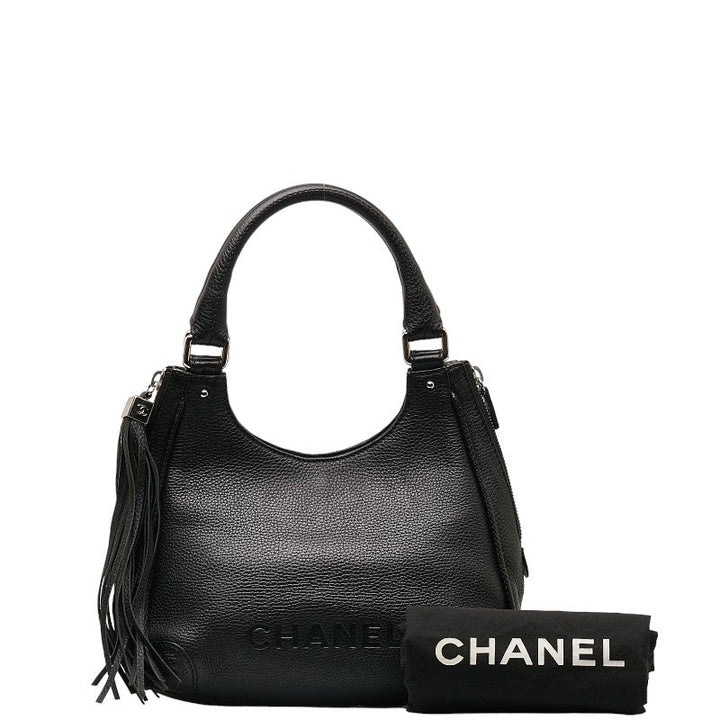Top Quality Chanel logo Tasel handbags black leather ladies Chanel