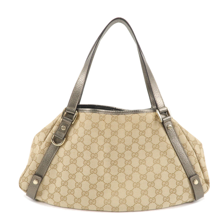 GUCCI Abbey GG Canvas Leather Tote Hand Bag Beige 130736