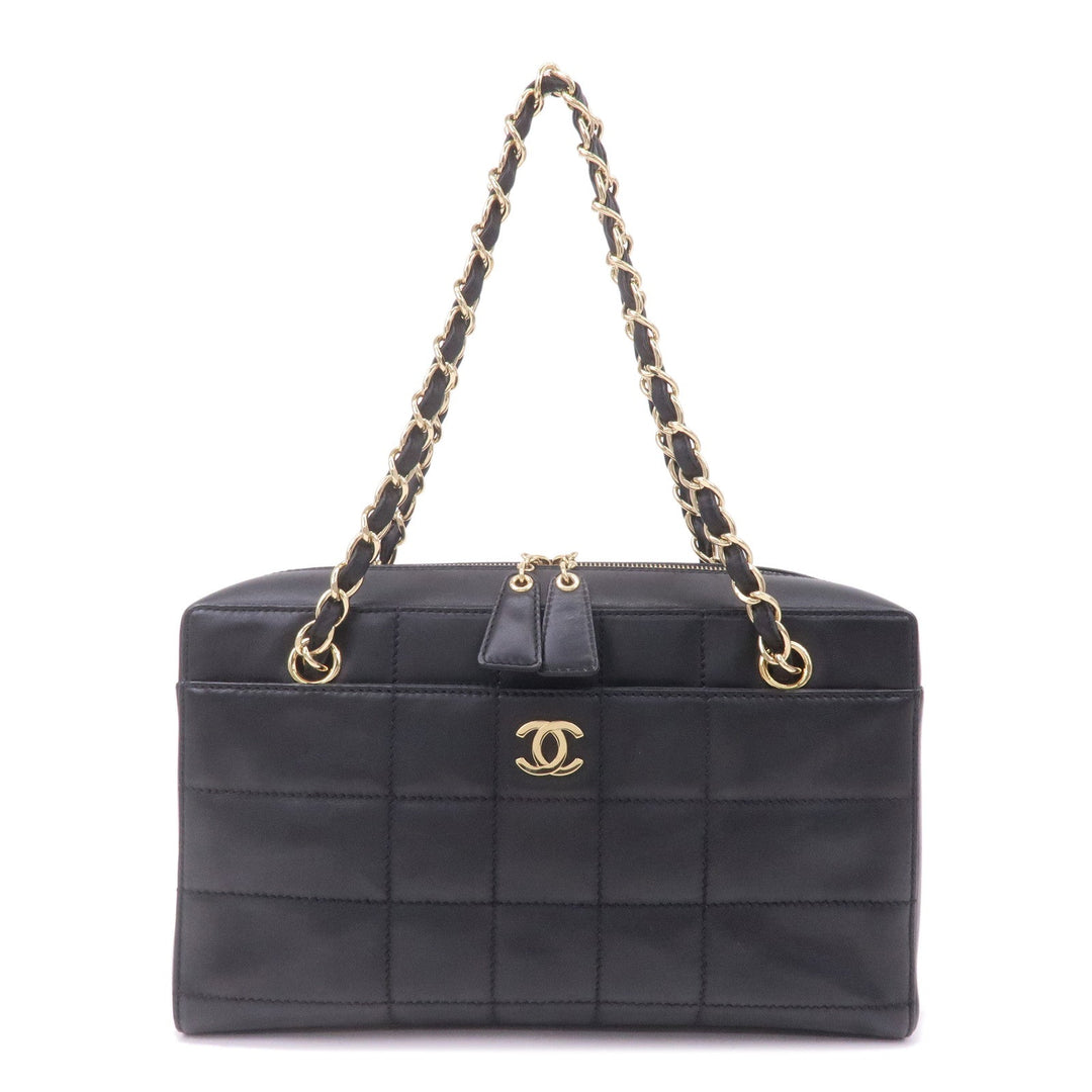 Top Quality Chanel Chocolate Bar Lamb Skin Chain Shoulder Bag Black