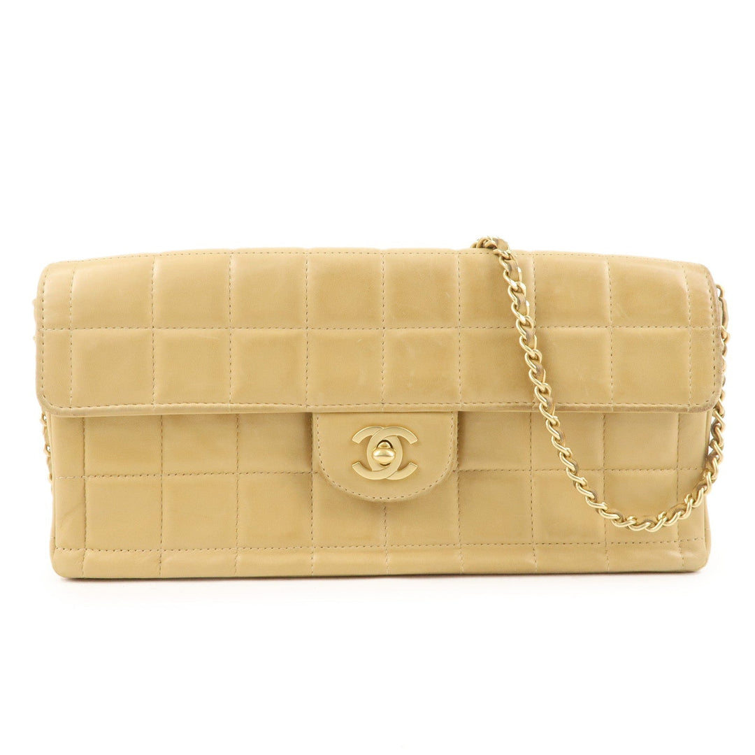Top Quality Chanel Chocolate Bar Lamb Skin Chain Shoulder Bag Beige A15316