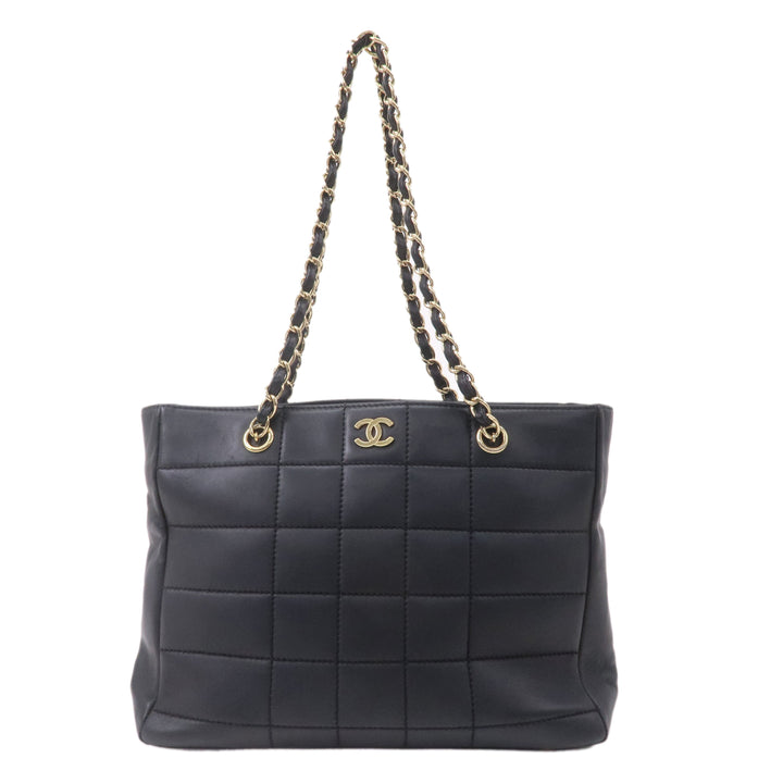 Top Quality Chanel Chocolate Bar Lamb Skin Chain Tote Bag Black A17859