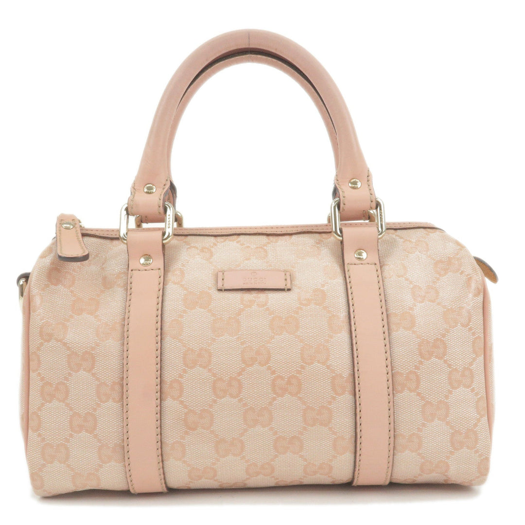 GUCCI GG Crystal Leather Boston Bag Hand Bag Pink 193604