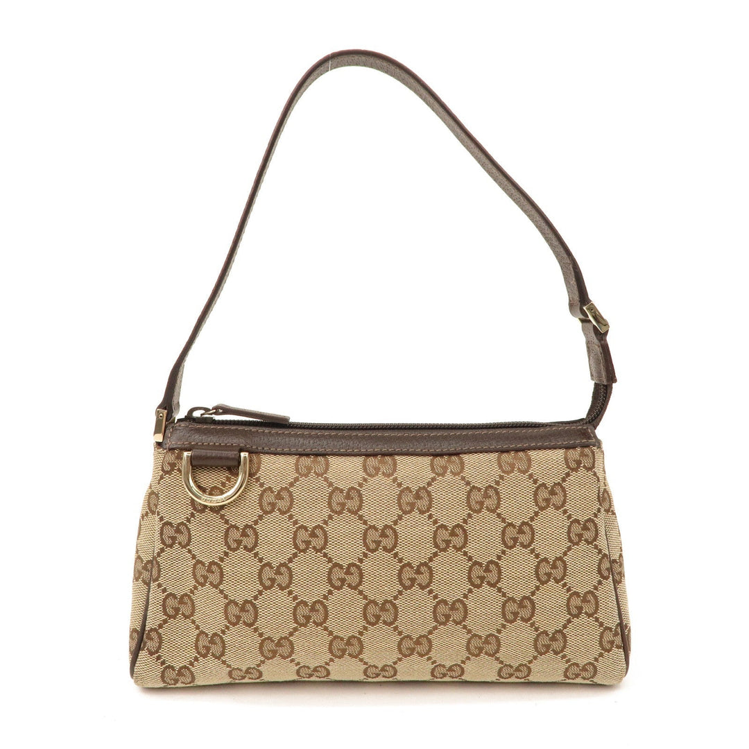 GUCCI Abbey GG Canvas Hand Bag Pouch Beige Brown 145750
