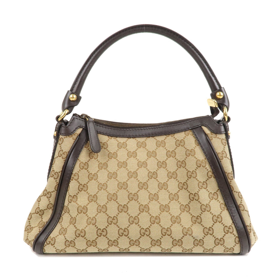 GUCCI GG Canvas Leather Shoulder Bag Beige Brown 282298