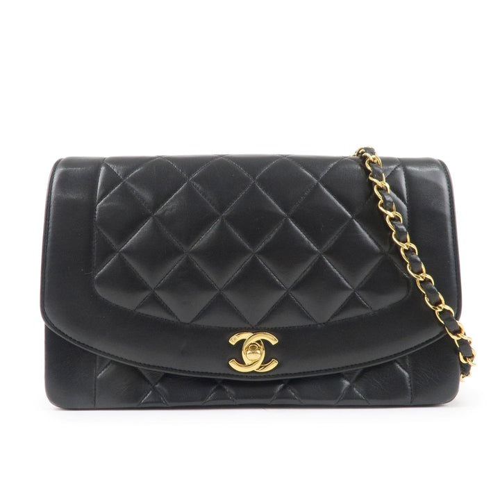 Top Quality Chanel Matelasse Lambskin Diana Chain Shoulder Bag Black A01165