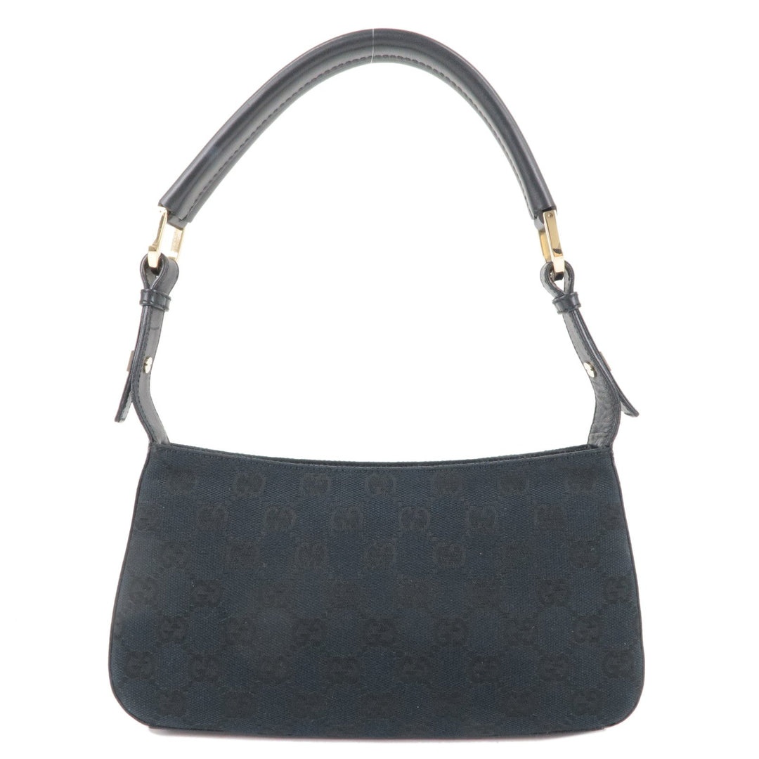 GUCCI GG Canvas Leather Shoulder Bag Black 001.4285