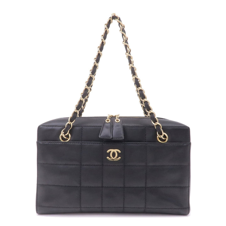Top Quality Chanel Chocolate Bar Lamb Skin Chain Shoulder Bag Black