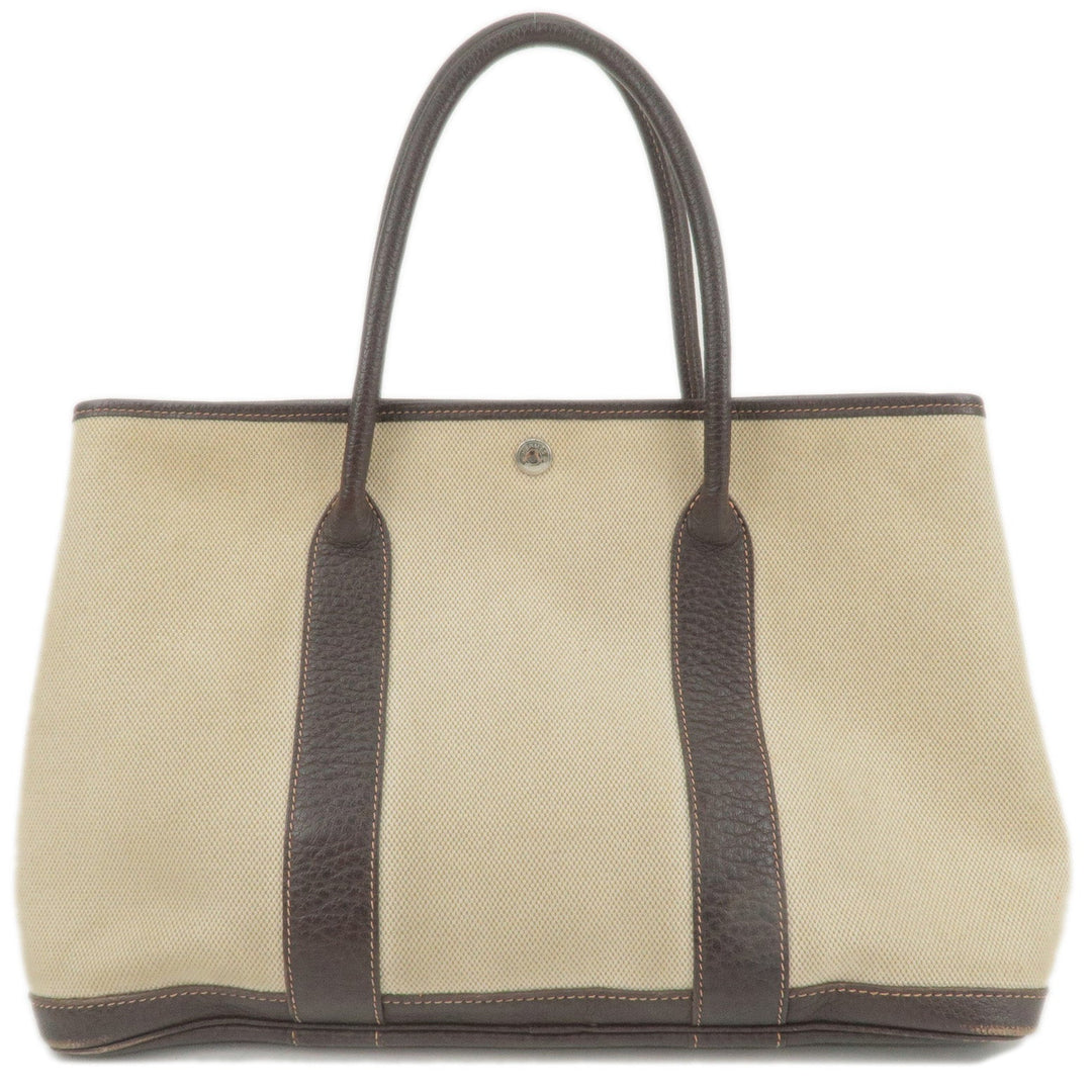 Hermes Canvas Leather Garden Party PM Tote Bag Beige G Stamp