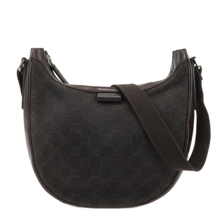 GUCCI GG Denim Leather Shoulder Bag Crossbody Dark Brownk