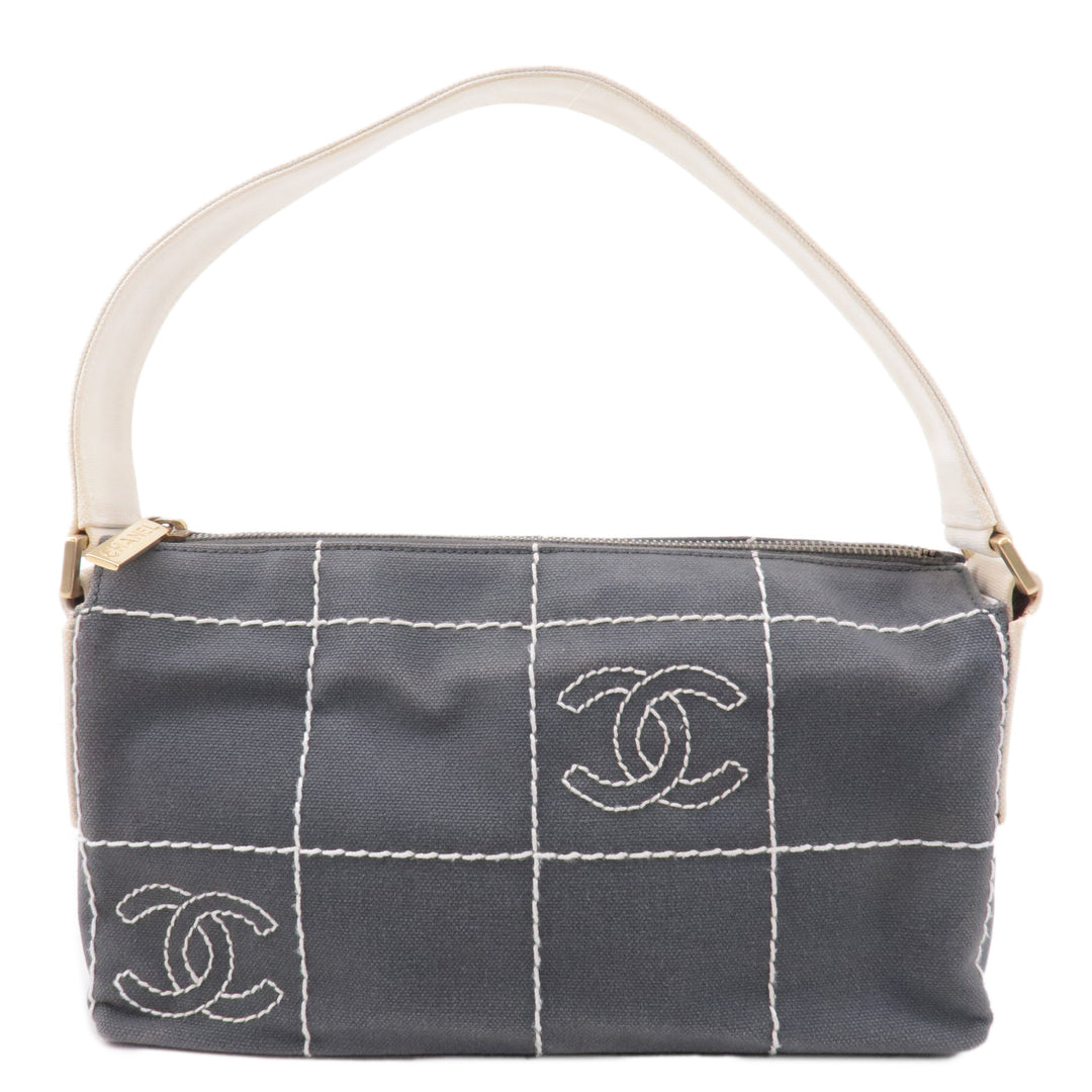 Top Quality Chanel Chocolate Bar Wild Stitch Canvas Hand Bag Gray
