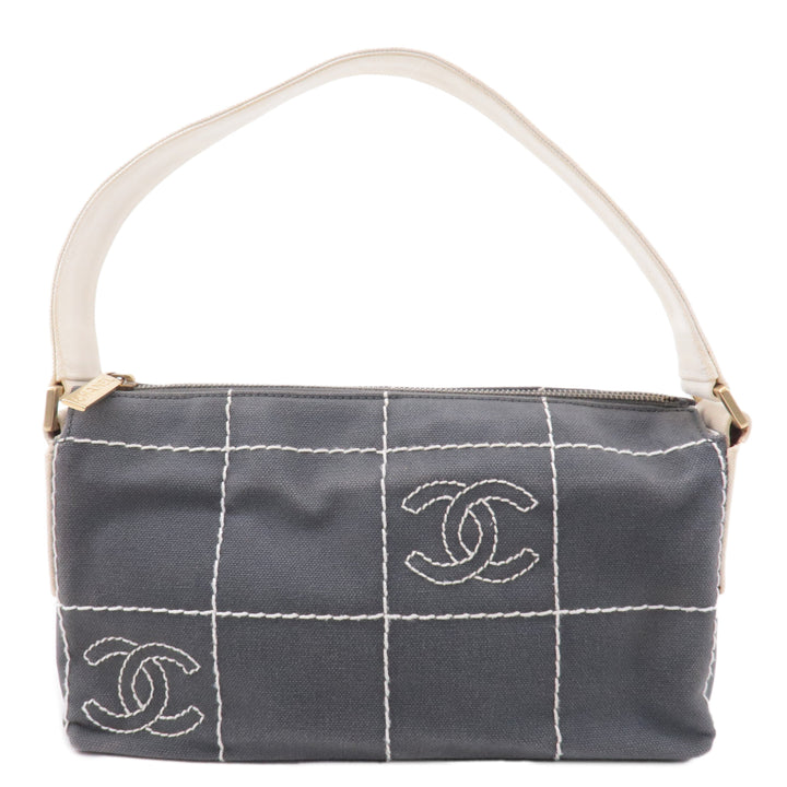 Top Quality Chanel Chocolate Bar Wild Stitch Canvas Hand Bag Gray