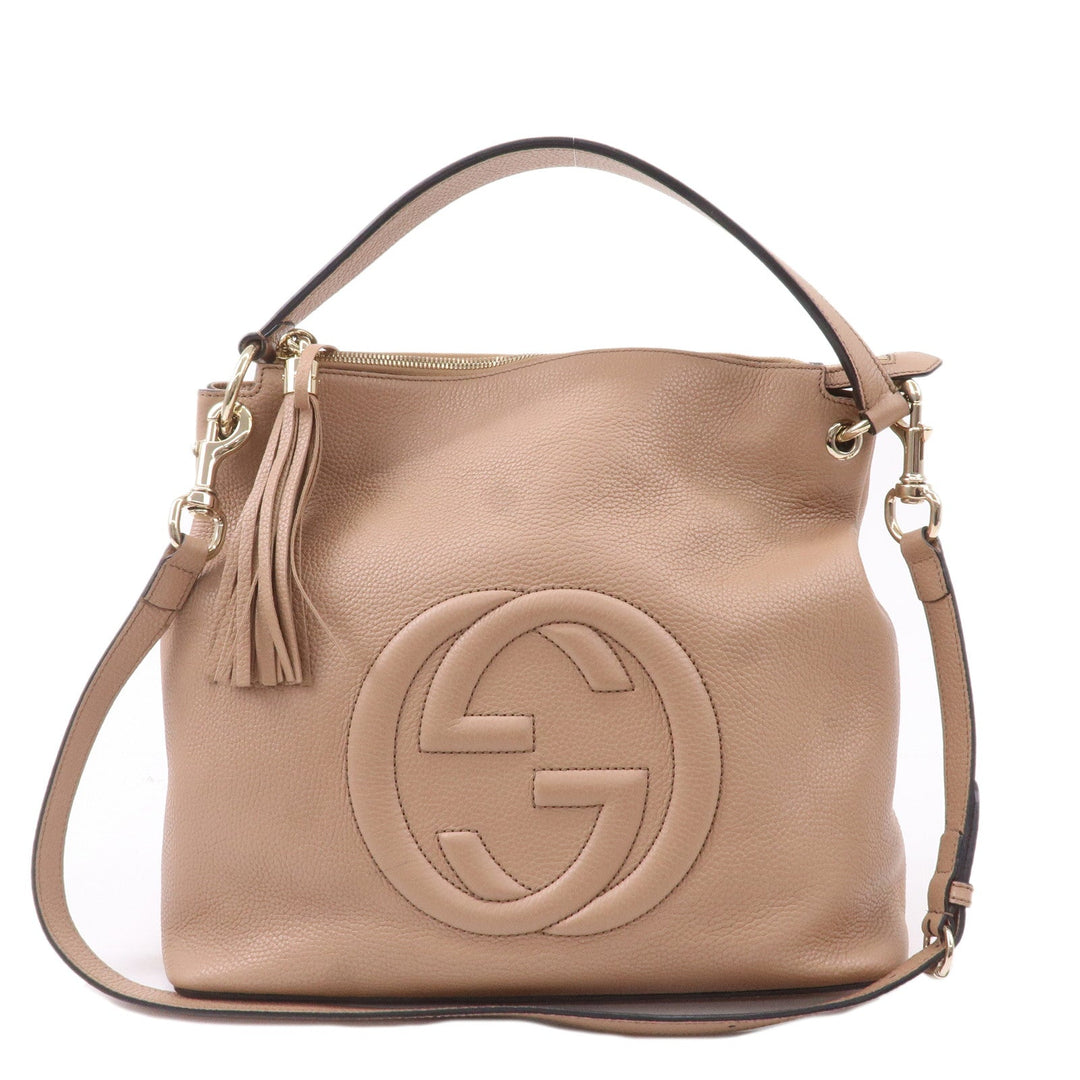 GUCCI SOHO Leather 2Way Shoulder Bag Hand Bag Beige 536194