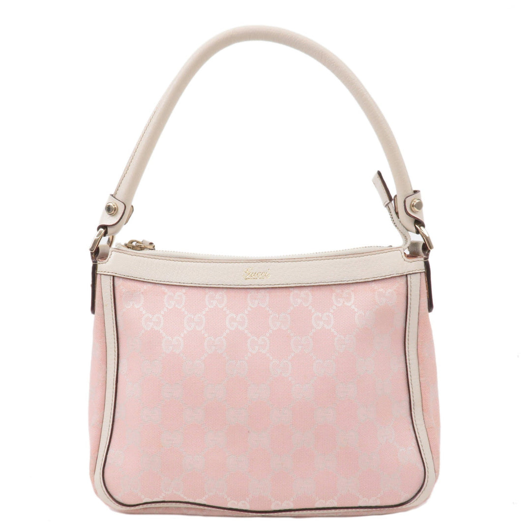 GUCCI GG Canvas Leather Shoulder Bag Pink Ivory 146244