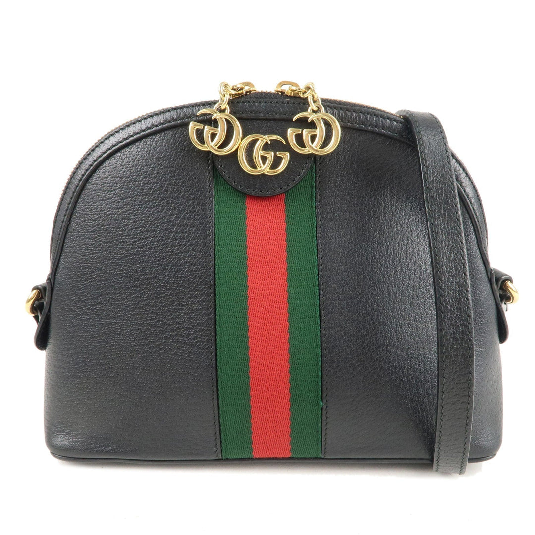 GUCCI Sherry Ophidia Leather Shoulder Bag Black 499621