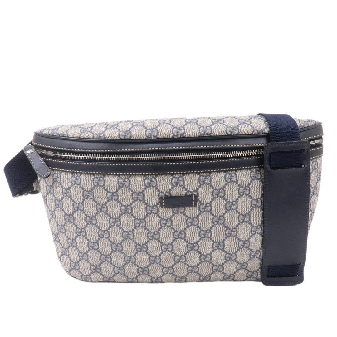 GUCCI GG Supreme Leather Body Bag Crossbody Beige Navy 211110
