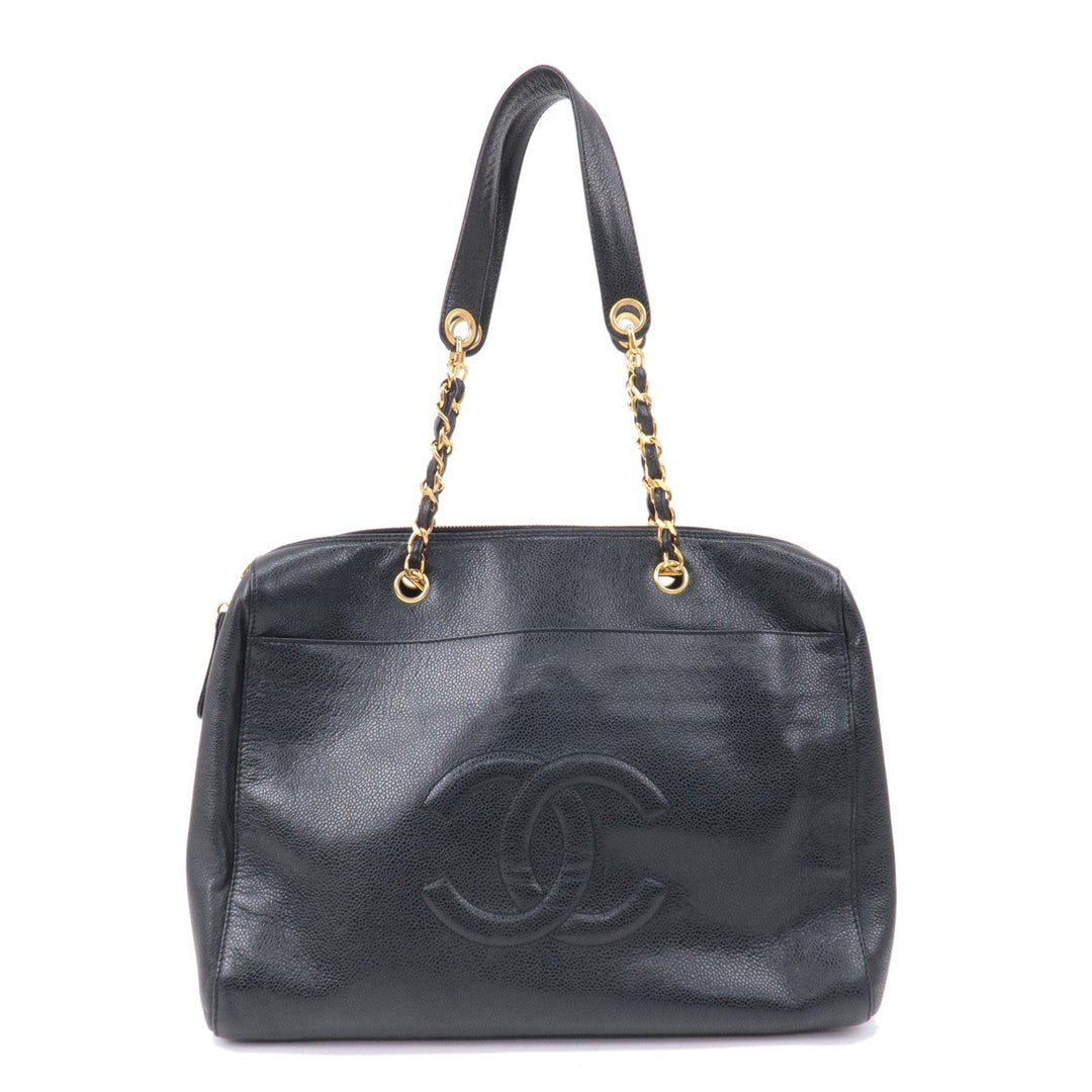 Top Quality Chanel Caviar Skin Chain Tote Bag Shoulder Bag Gold Black
