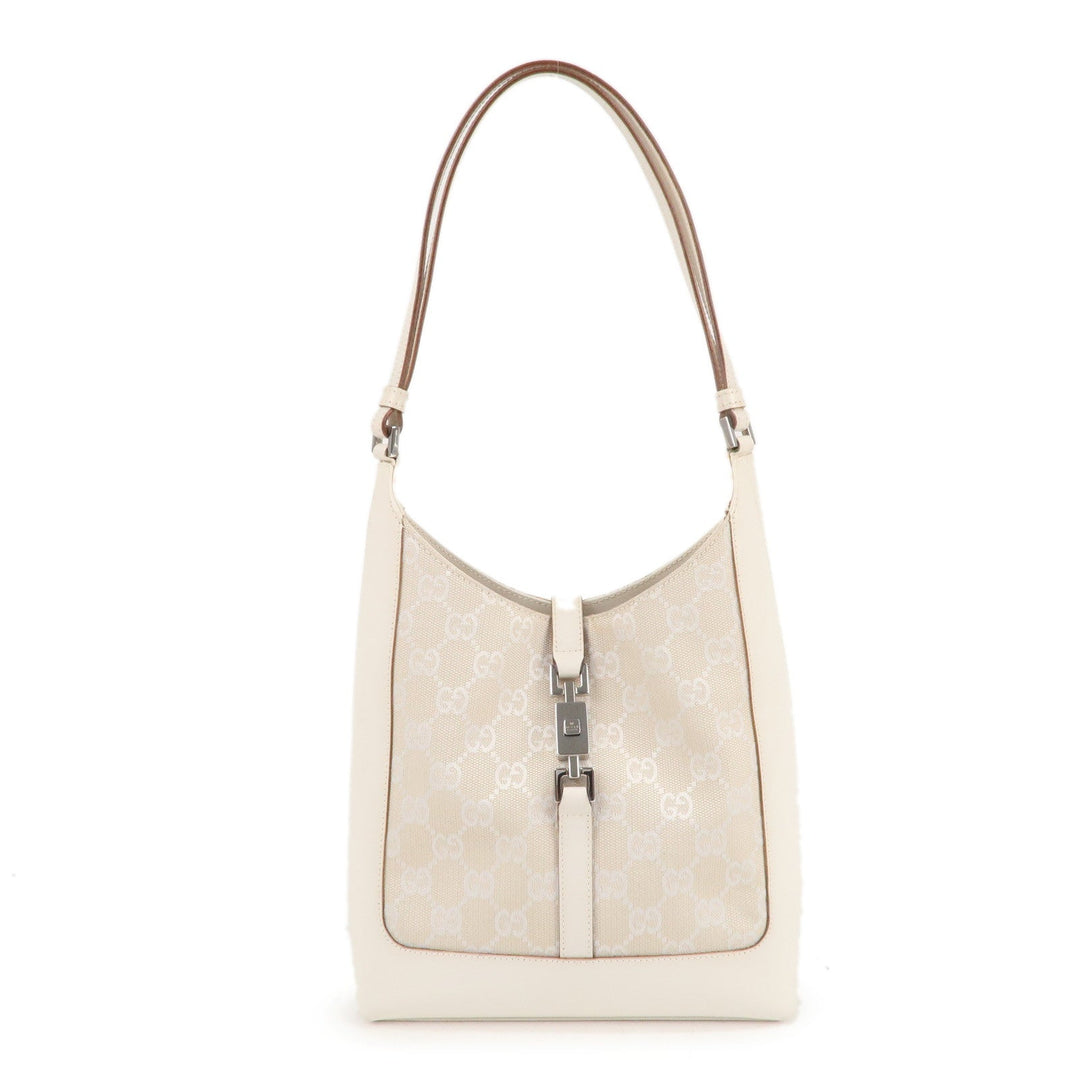 GUCCI Jackie GG Canvas Leather Shoulder Bag Ivory 001.3876