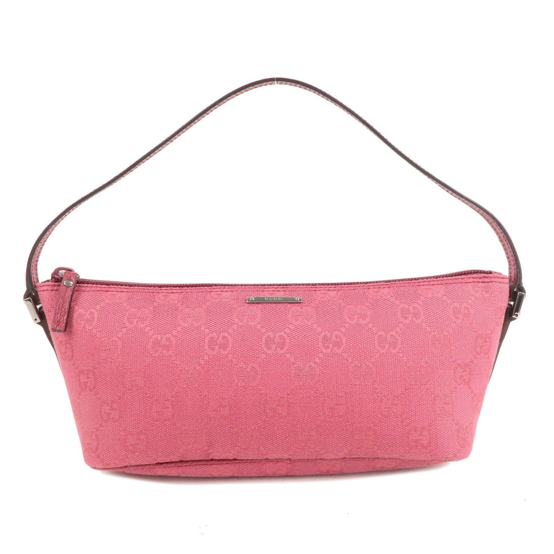 GUCCI Boat Bag GG Canvas Leather Hand Bag Pink 07198
