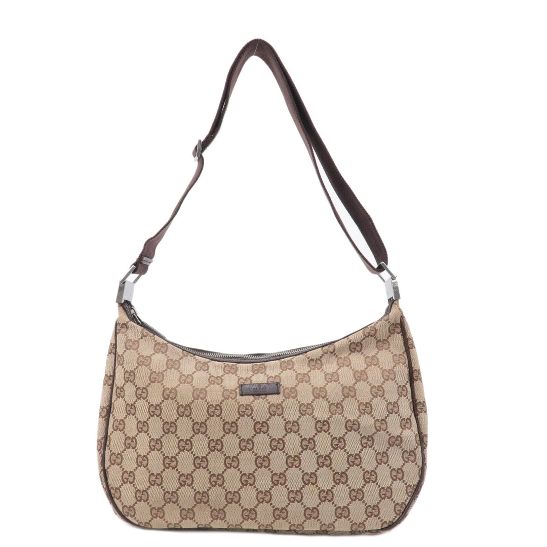 GUCCI GG Canvas Leather Shoulder Bag Cross Body Beige Brown 122790