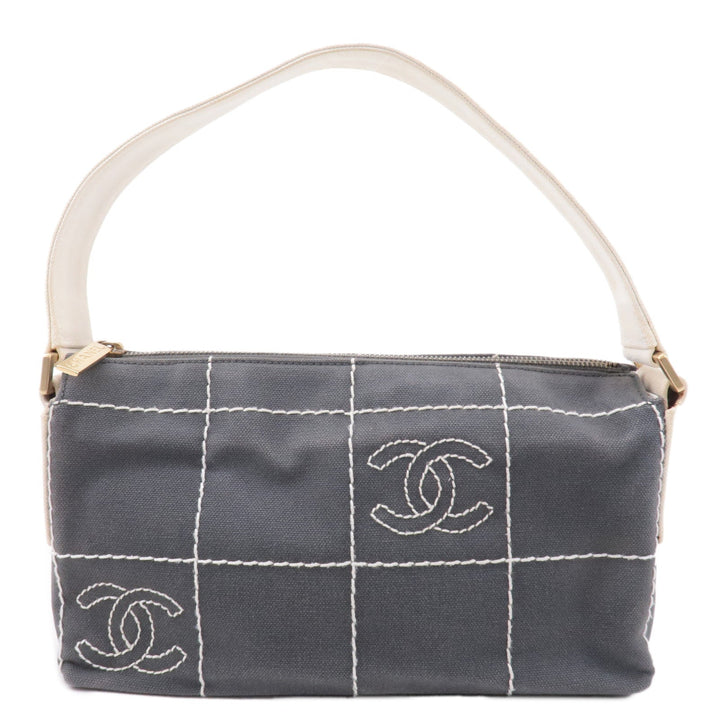 Top Quality Chanel Chocolate Bar Wild Stitch Canvas Hand Bag Gray
