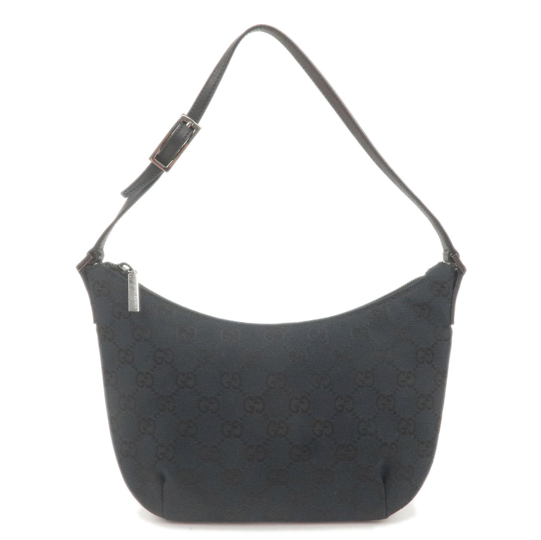 GUCCI GG Canvas Leather Shoulder Bag Pouch Black 005.0813