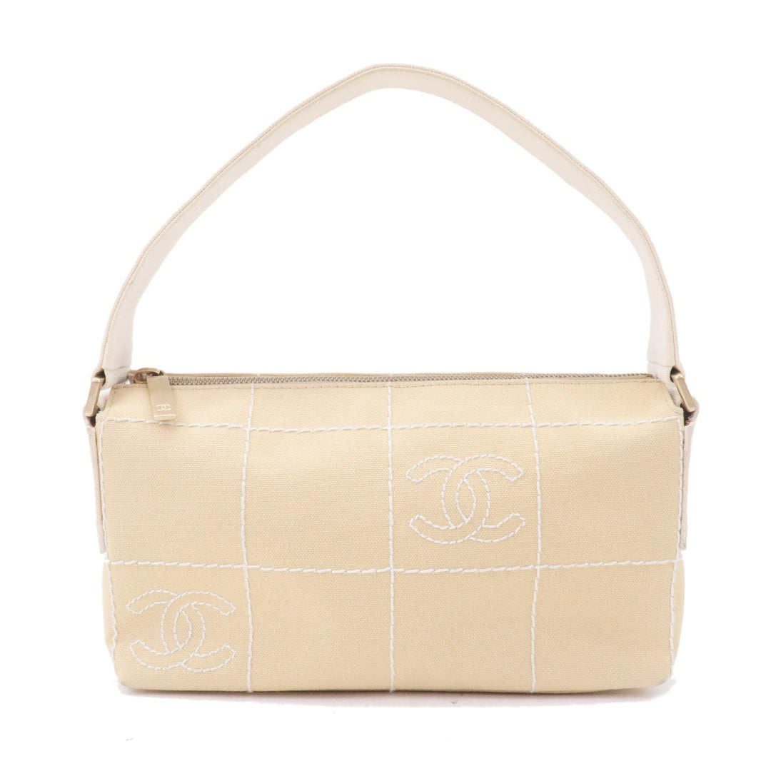 Top Quality Chanel Chocolate Bar Canvas Hand Bag Shoulder Bag Beige