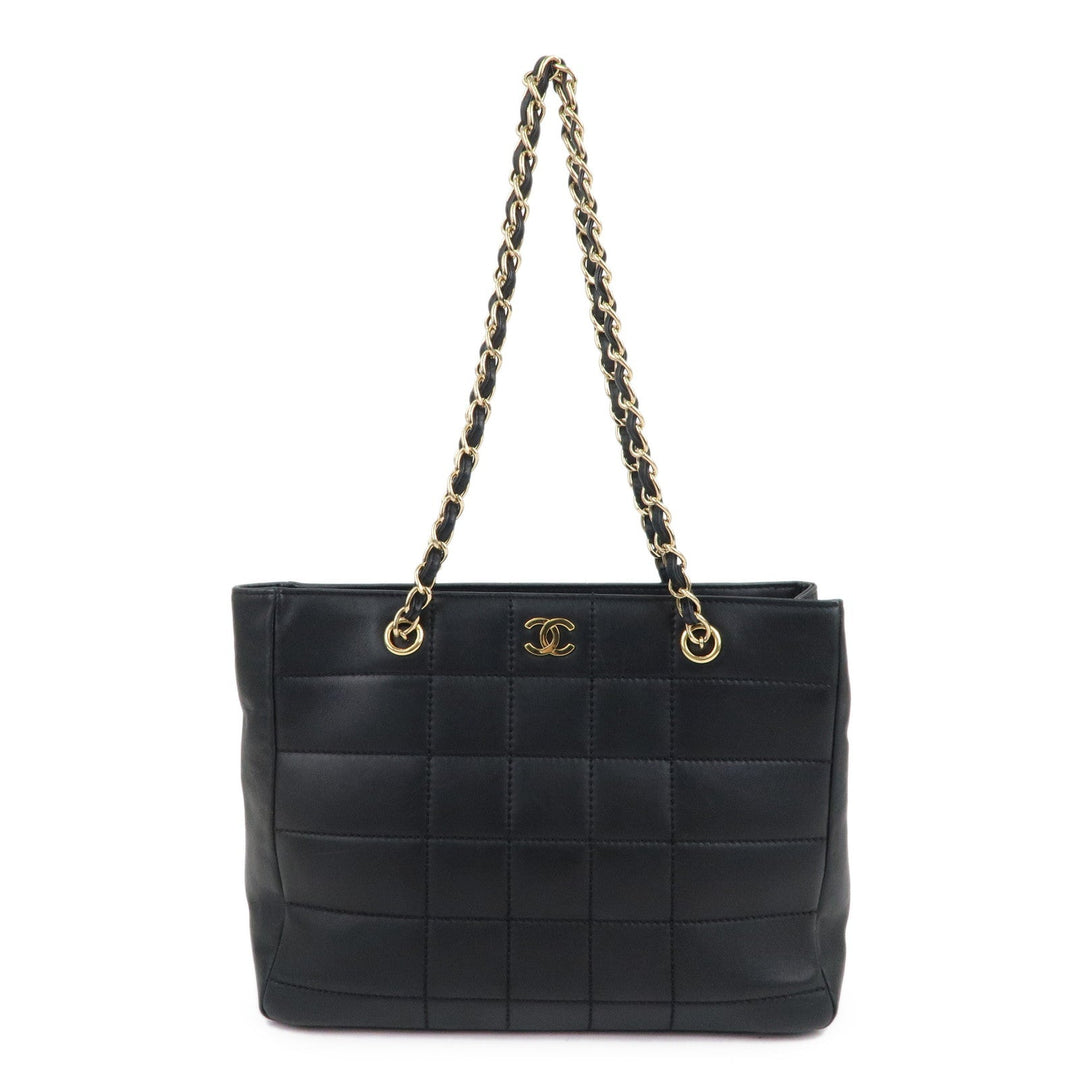 Top Quality Chanel Chocolate Bar Lamb Skin Chain Tote Bag Black