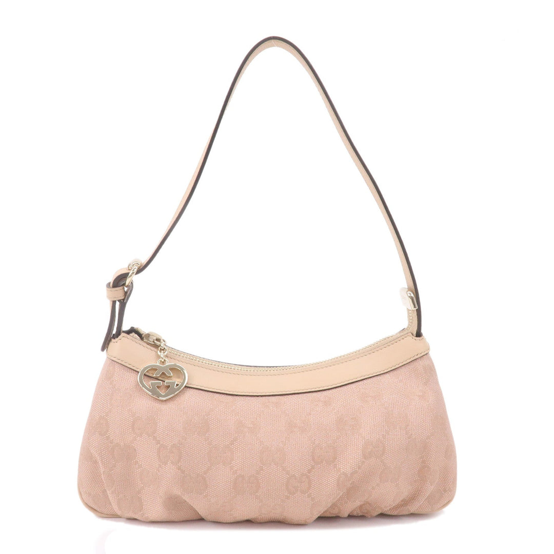GUCCI Lovely GG Canvas Leather Hand Bag Pink Beige 245938