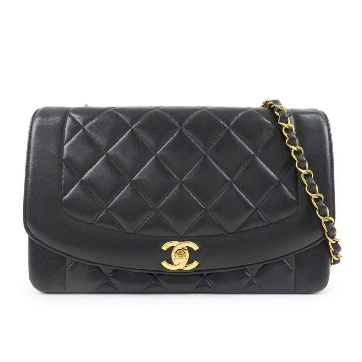 Top Quality Chanel Matelasse Lambskin Diana Chain Shoulder Bag Black A01165