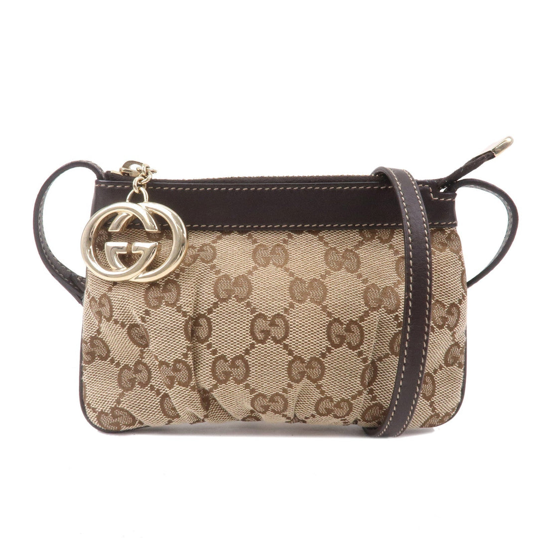 GUCCI Interlocking GG Canvas Leather Mini Shoulder Bag 212216
