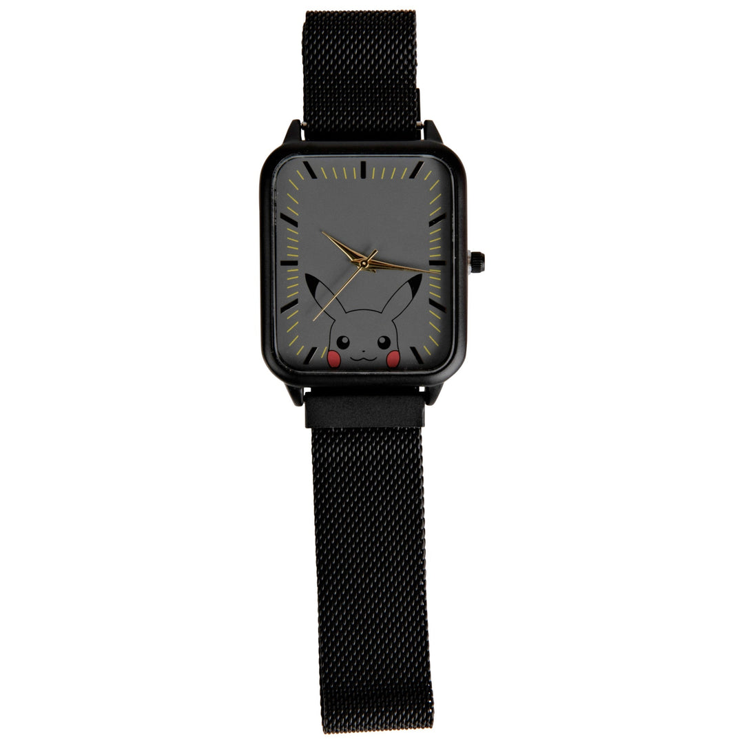 Pokemon Cute Pikachu Square Watch Face w/ Mesh Band
