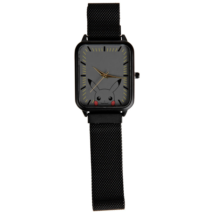 Pokemon Cute Pikachu Square Watch Face w/ Mesh Band