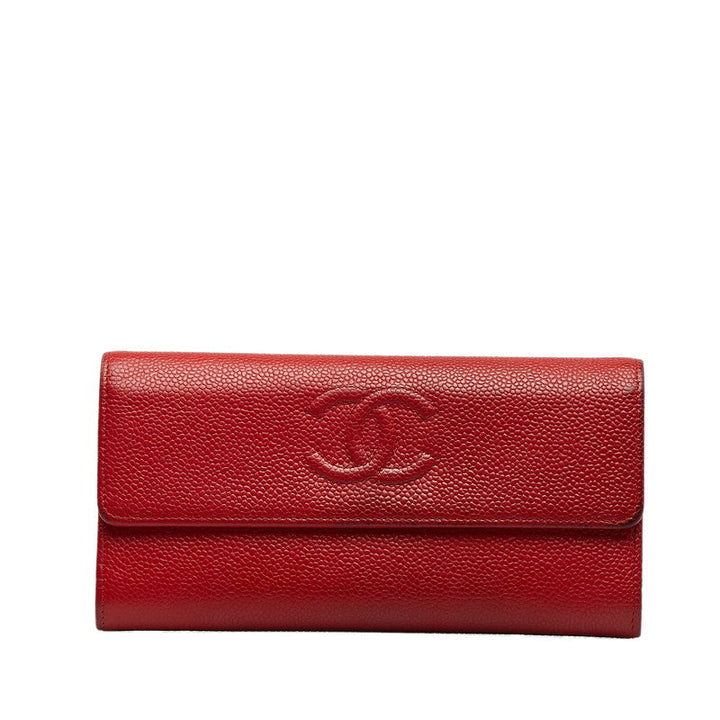 Top Quality Chanel Cocomark Long Wallet Red Caviar   Chanel